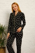 Ensemble Pyjama chaud chat mignon en coton pour femme - Elharim