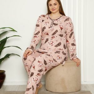 pyjama surdimensionné à motif plumes pour femme