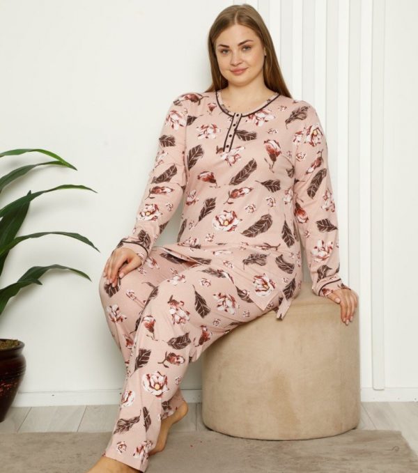 pyjama surdimensionné à motif plumes pour femme